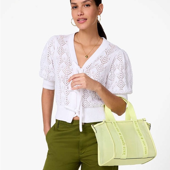 Kate Spade Kip Mesh Small Tote Melon Rind Crossbody Bag KL058 NWT - Picture 2 of 5